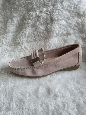 Piero Masetti Suede Penny Loafers in Blush Pink